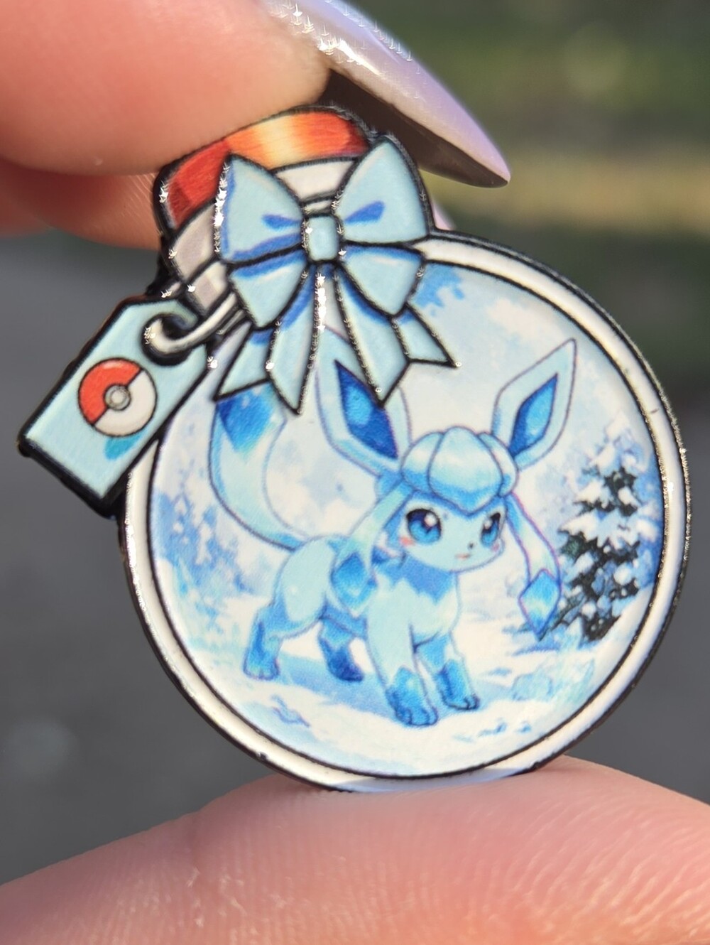Pokemon Glaceon Enamel Charm - Light Blue, White & Red